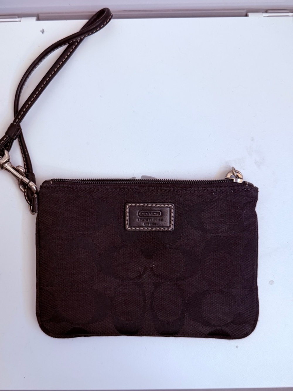 Coach Black Signature Wristlet Pouch Coin Purse